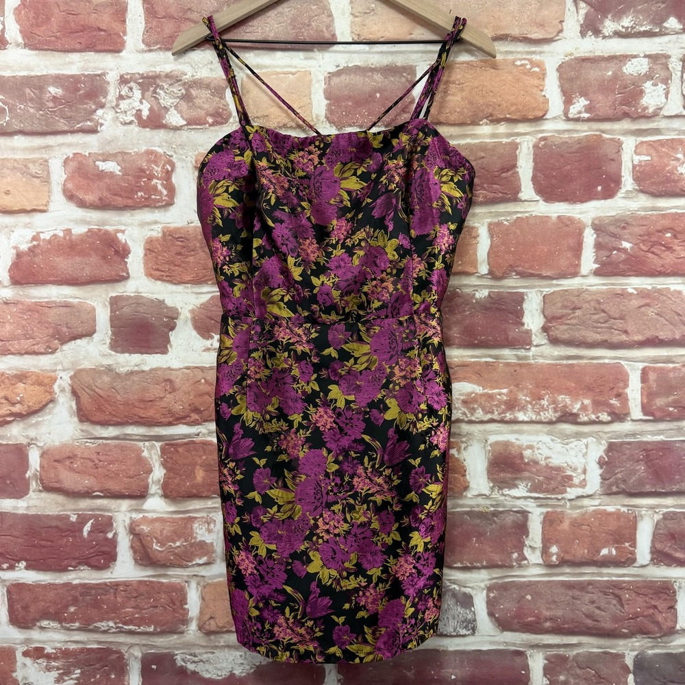 Lulu's Dress Women's XL Multicolor Floral Jacquard Evening Zip up